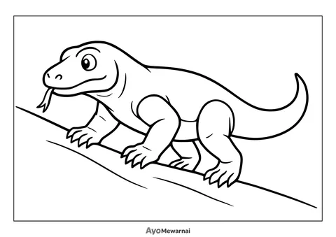 Gambar Mewarnai Komodo Naik Bukit