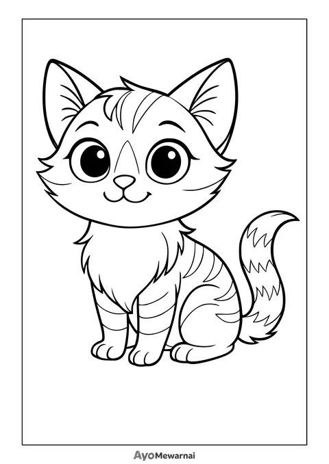 Gambar Mewarnai Kucing Berbulu Lebat