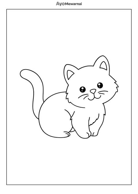 Gambar Mewarnai Kucing Berbulu Sederhana