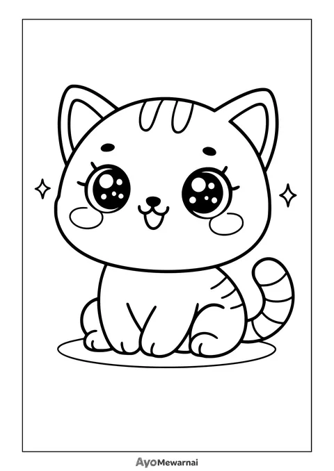 Gambar Mewarnai Kucing Gemoy Berkilau