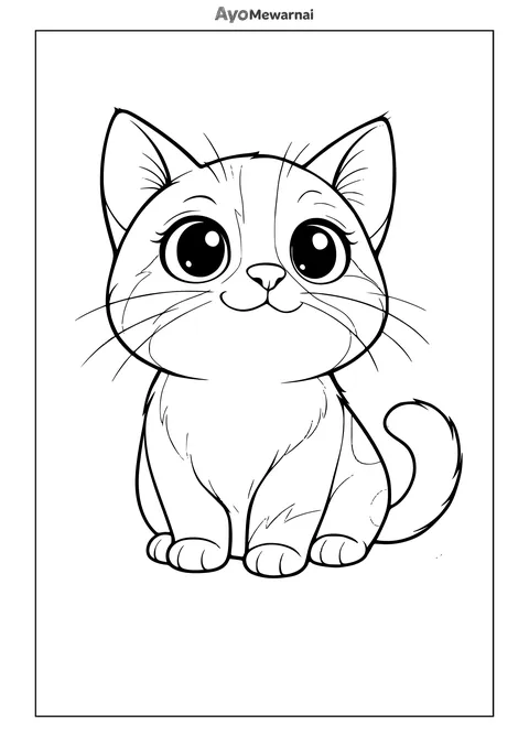 Gambar Mewarnai Kucing Gemuk yang Polos