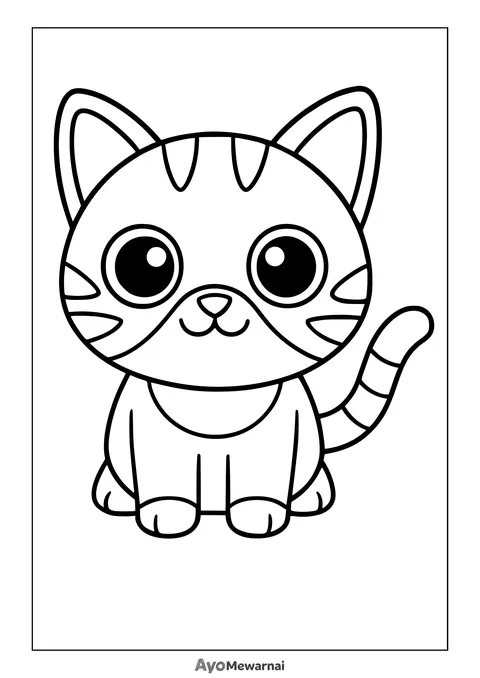 Gambar Mewarnai Kucing Lucu