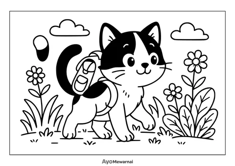 Gambar Mewarnai Kucing Penjelajah