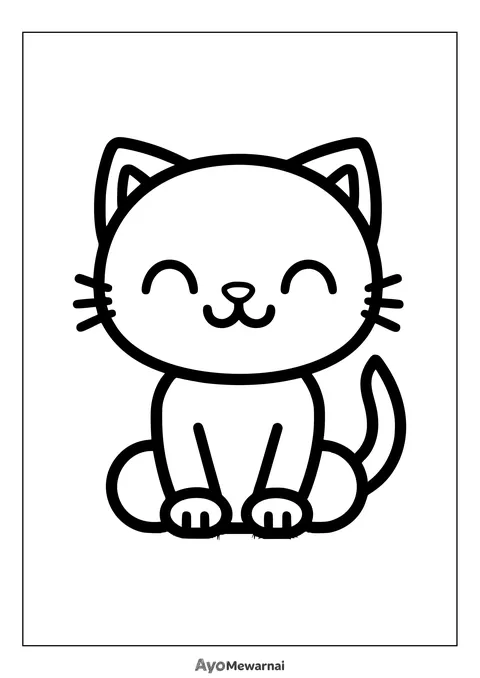 Gambar Mewarnai Kucing Tersenyum