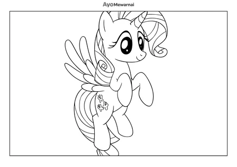 Gambar Mewarnai Kuda Poni Alicorn Terbang