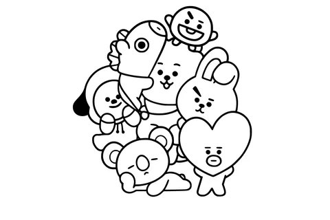 Gambar Mewarnai Kumpulan Karakter BT21