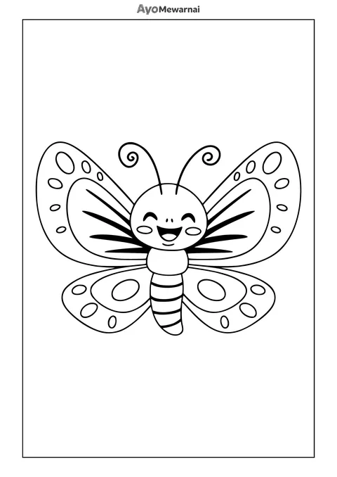 Gambar Mewarnai Kupu-Kupu Bersayap Polkadot