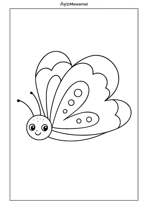 Gambar Mewarnai Kupu-Kupu Imut dari Samping
