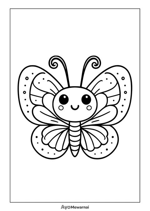 Gambar Mewarnai Kupu-Kupu Imut