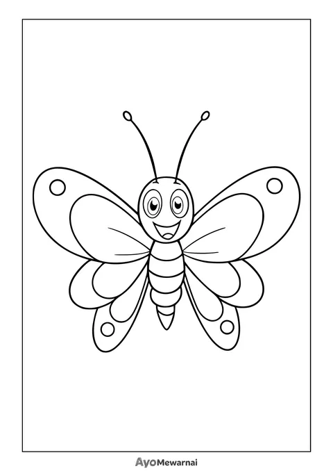 Gambar Mewarnai Kupu-Kupu Kartun Ceria