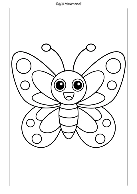 Gambar Mewarnai Kupu-Kupu Polkadot Ceria