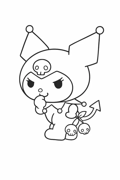 Gambar Mewarnai Kuromi Berekor Tengkorak