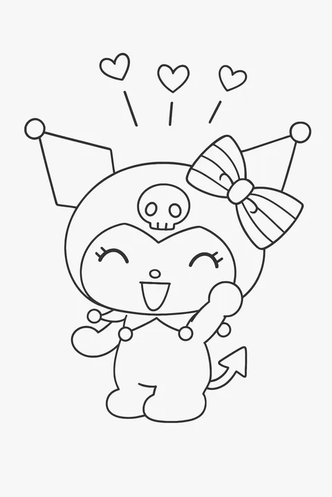 Gambar Mewarnai Kuromi Bergembira