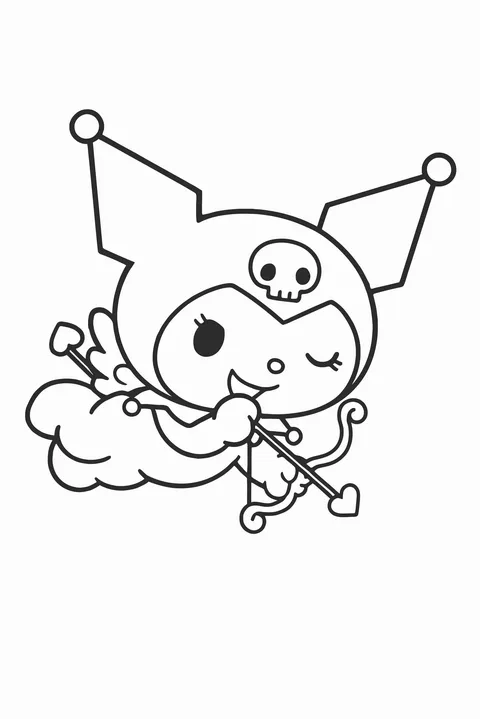 Gambar Mewarnai Kuromi Bermain Panah