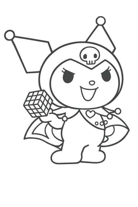 Gambar Mewarnai Kuromi Bermain Rubik