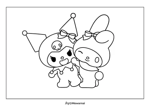Gambar Mewarnai Kuromi dan My Melody