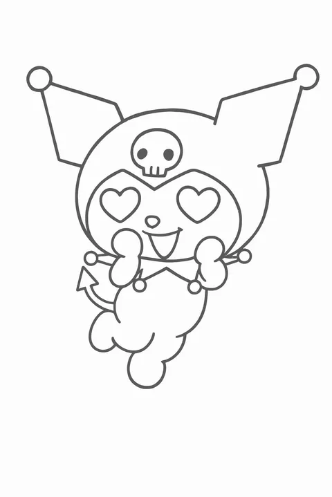 Gambar Mewarnai Kuromi Jatuh Cinta