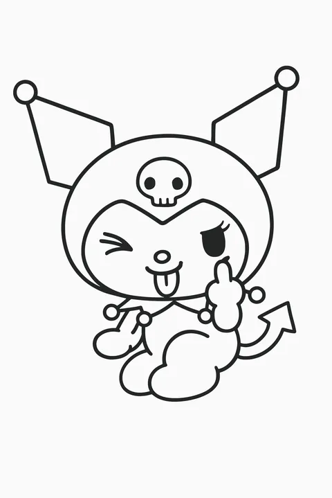 Gambar Mewarnai Kuromi Mengejek