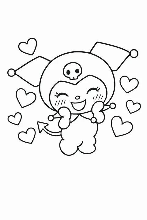 Gambar Mewarnai Kuromi Sangat Senang
