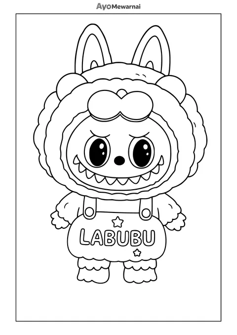 Gambar Mewarnai Labubu Beruang Imut
