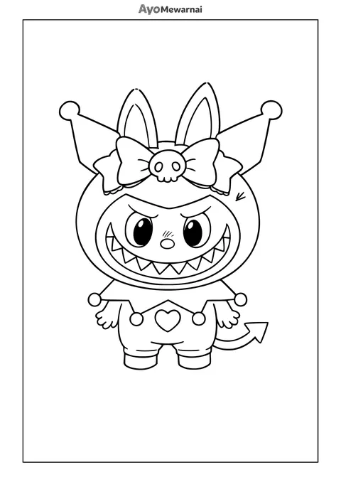 Gambar Mewarnai Labubu Kostum Kuromi