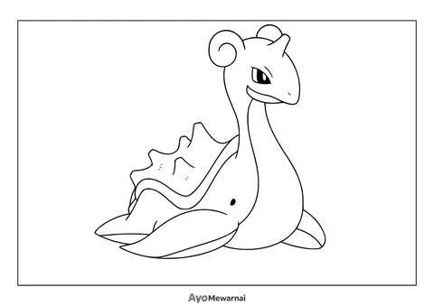 Gambar Mewarnai Lapras Pokémon Tipe Air Es