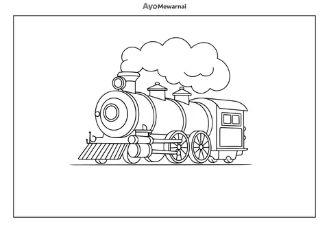 Gambar Mewarnai Lokomotif Uap Sederhana