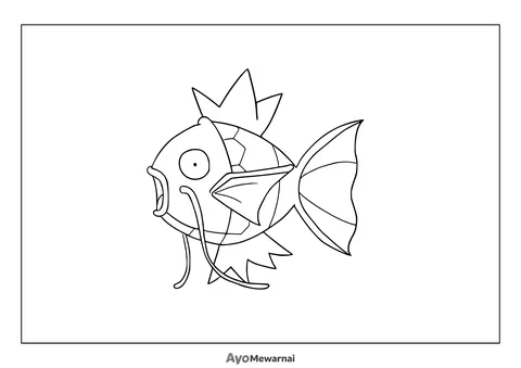 Gambar Mewarnai Magikarp, Pokémon Ikan Jinak