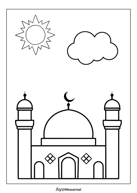 Gambar Mewarnai Masjid Bergaya India