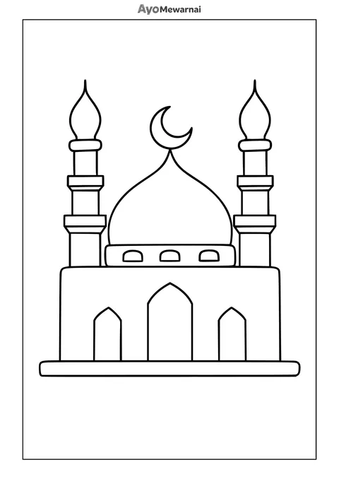 Gambar Mewarnai Masjid dengan Menara Api