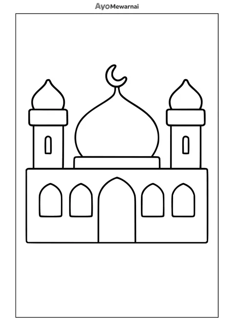 Gambar Mewarnai Masjid Minimalis