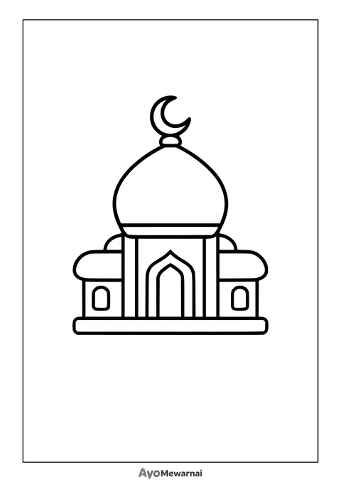 Gambar Mewarnai Masjid Mungil