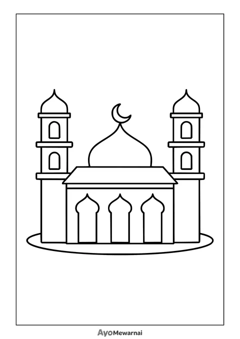 Gambar Mewarnai Masjid Sederhana