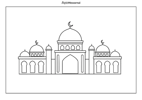 Gambar Mewarnai Masjid Simetris
