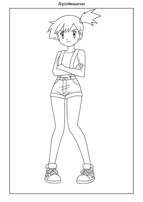 Gambar Mewarnai Misty dari Anime Pokémon