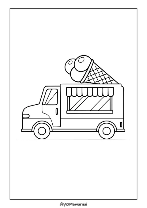 Gambar Mewarnai Mobil Es Krim Klasik