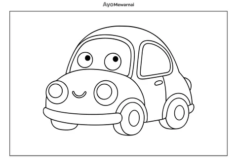 Gambar Mewarnai Mobil Mungil yang Imut