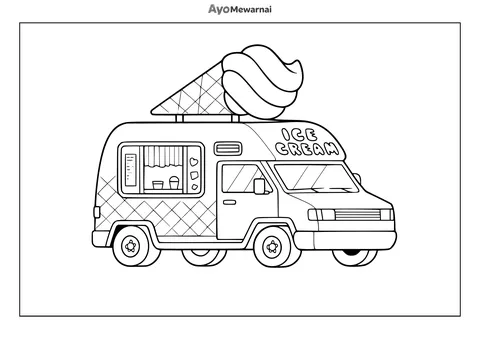 Gambar Mewarnai Mobil Penjual Es Krim
