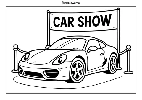 Gambar Mewarnai Mobil Sport di Pameran