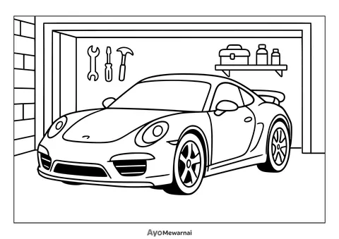 Gambar Mewarnai Mobil Sport Sedang Parkir