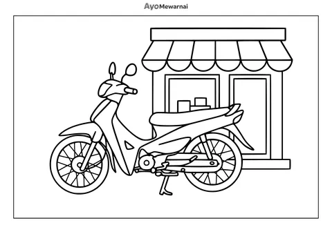 Gambar Mewarnai Motor Bebek