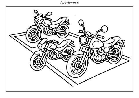 Gambar Mewarnai Motor di Area Parkir