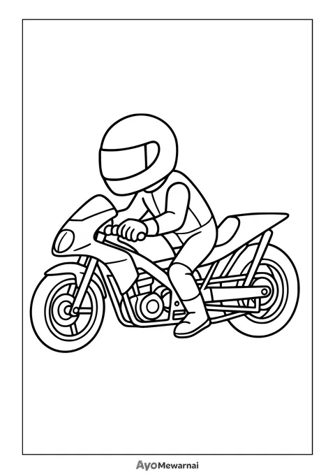 Gambar Mewarnai Motor Drag dan Pengendaranya