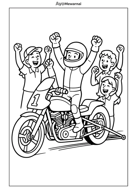 Gambar Mewarnai Motor Drag dan Tim Balap