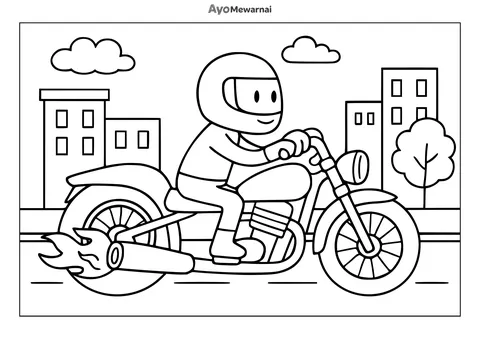 Gambar Mewarnai Motor Drag di Jalan Beraspal
