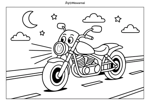 Gambar Mewarnai Motor Drag di Jalan Malam