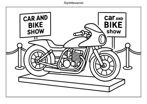 Gambar Mewarnai Motor Drag di Pameran