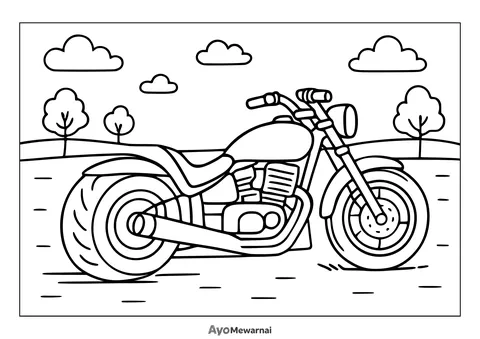 Gambar Mewarnai Motor Drag di Tengah Lapangan