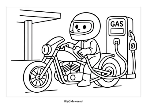 Gambar Mewarnai Motor Drag isi Bensin