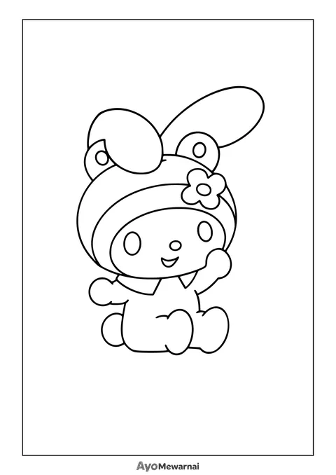 Gambar Mewarnai My Melody Duduk